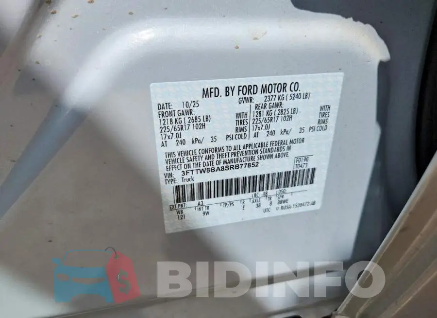 3FTTW8BA8SRB77852 Photo# 12