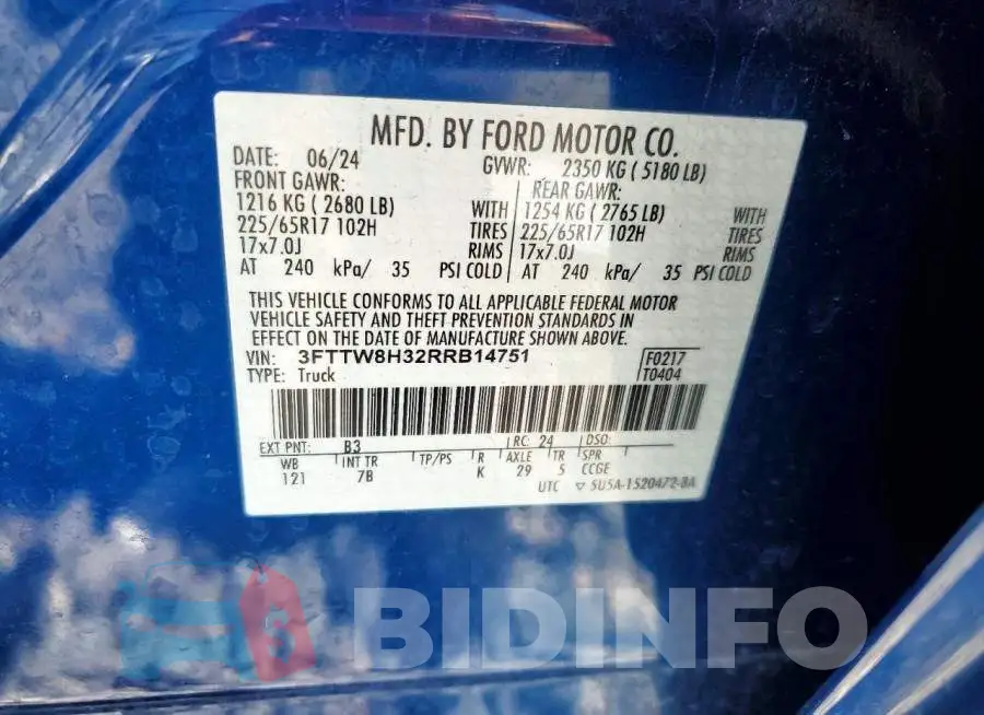 3FTTW8H32RRB14751 Photo# 12