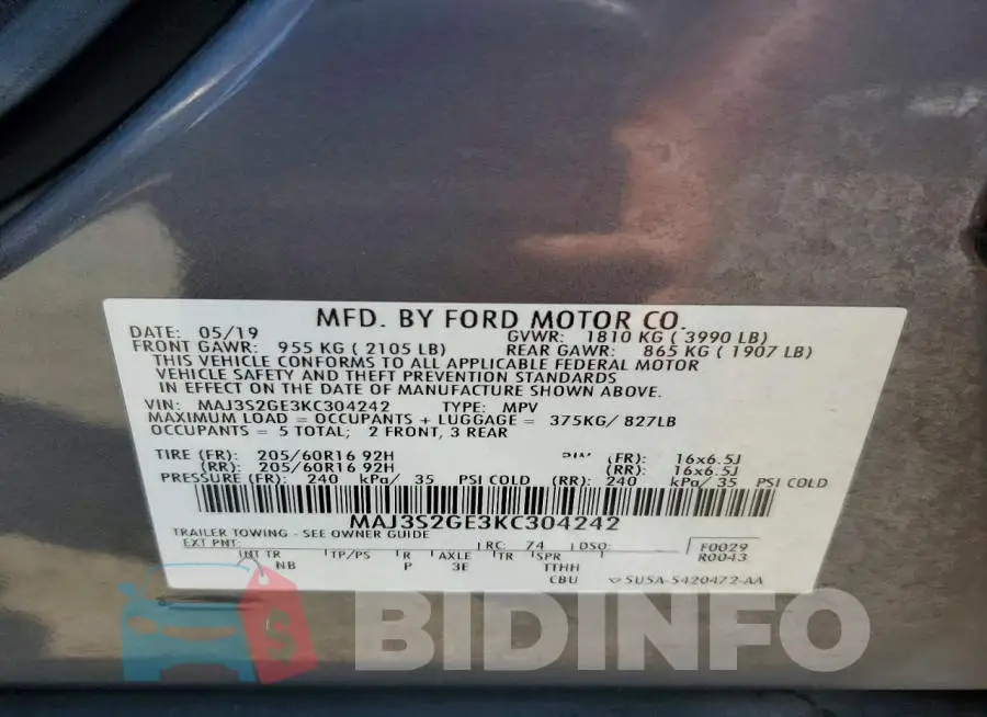 MAJ3S2GE3KC304242 Photo# 13