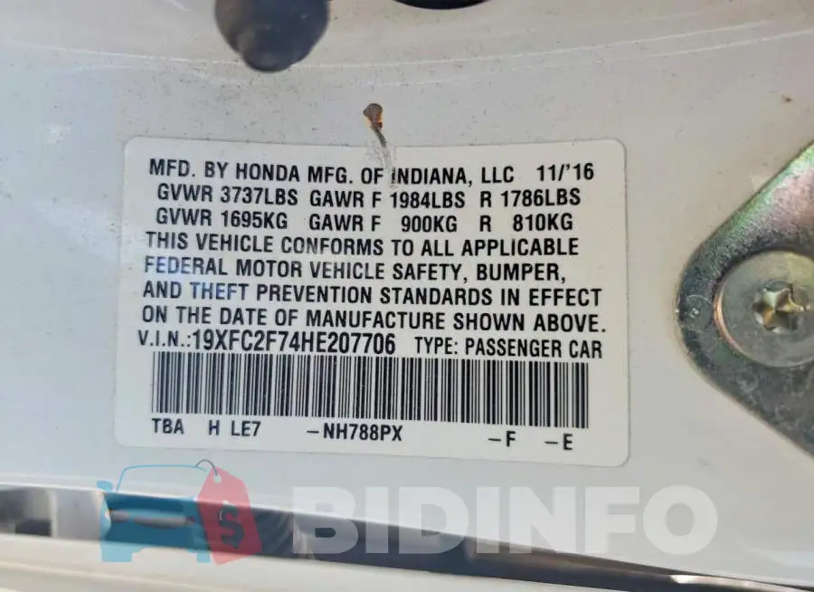 19XFC2F74HE207706 Photo# 13