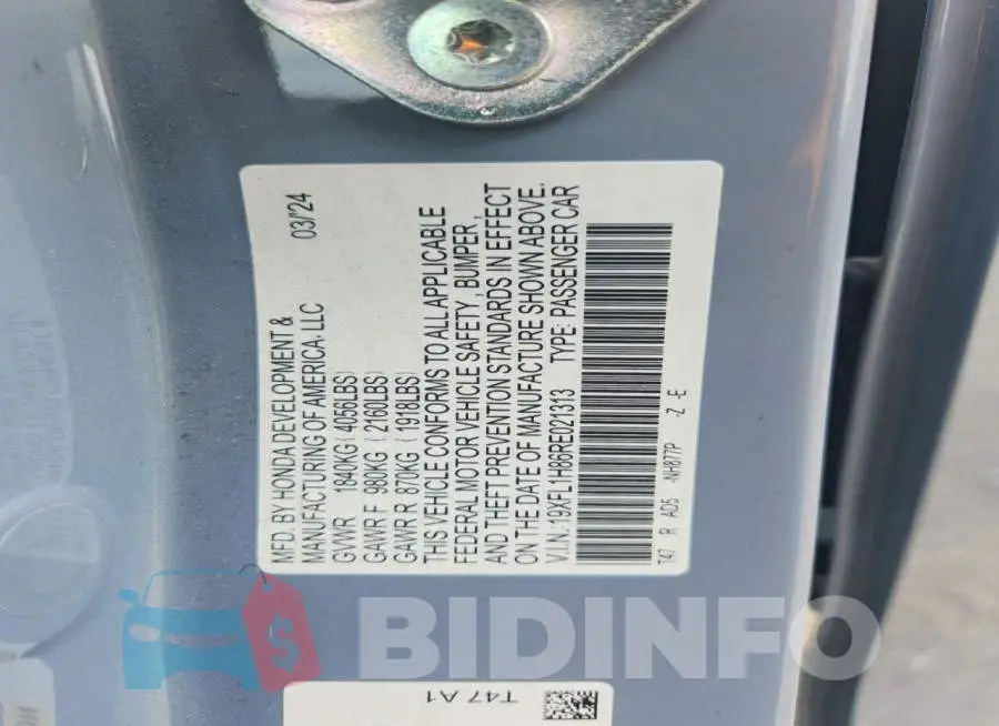 19XFL1H86RE021313 Photo# 12