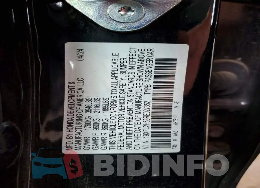19XFL2H58RE027352 Photo# 13