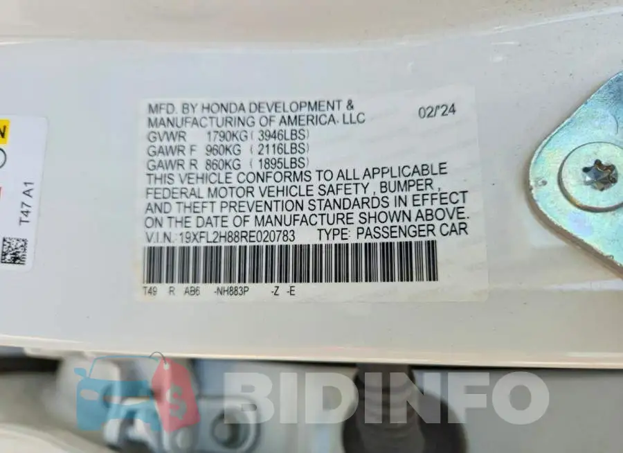 19XFL2H88RE020783 Photo# 13