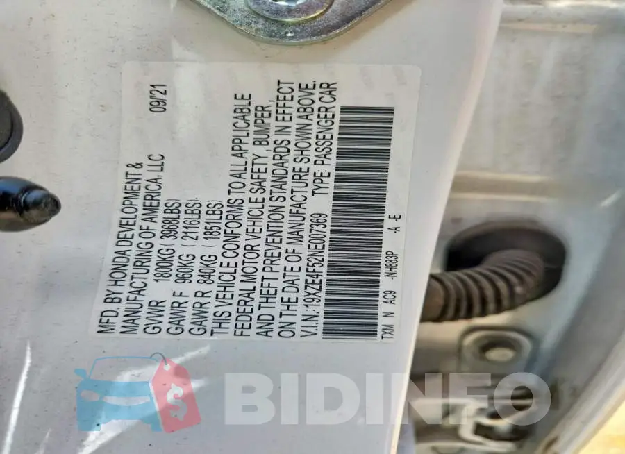 19XZE4F52NE007369 Photo# 13