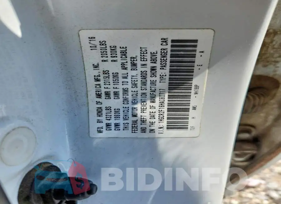 1HGCR2F16HA080717 Photo# 13