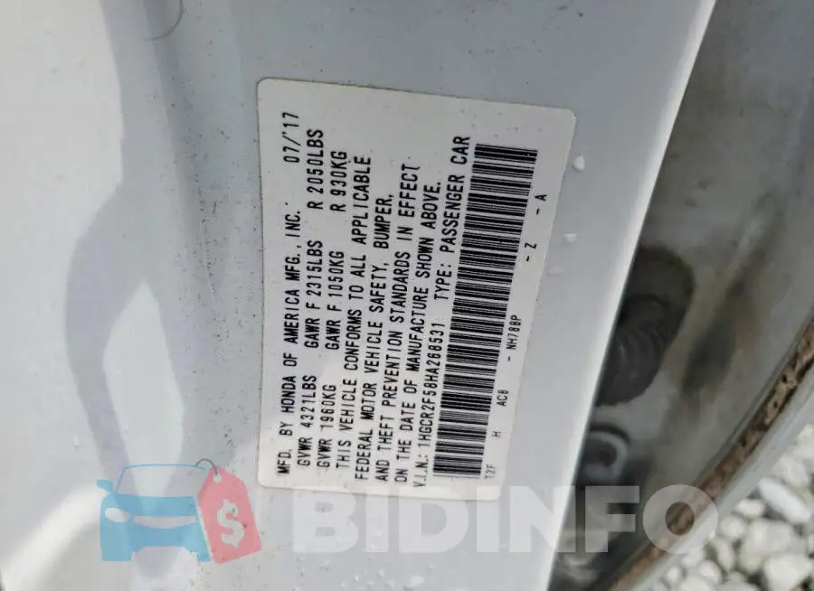 1HGCR2F58HA268531 Photo# 12