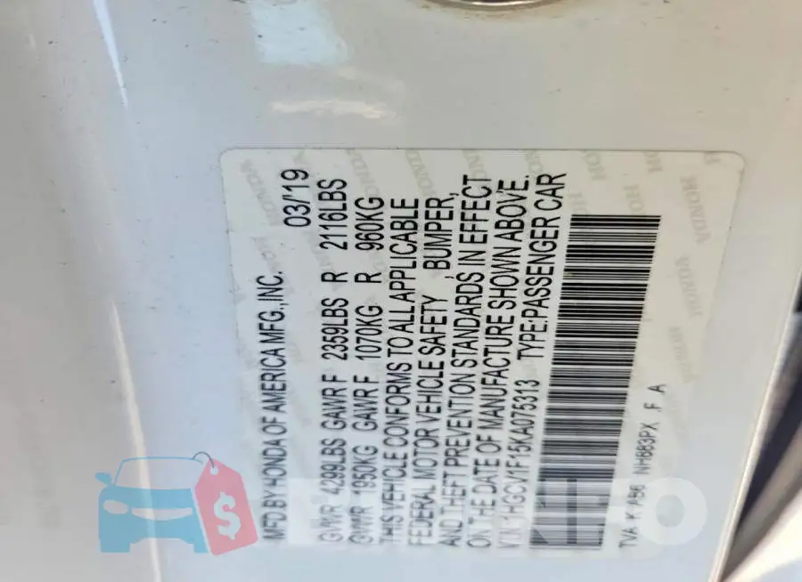 1HGCV1F15KA075313 Photo# 13