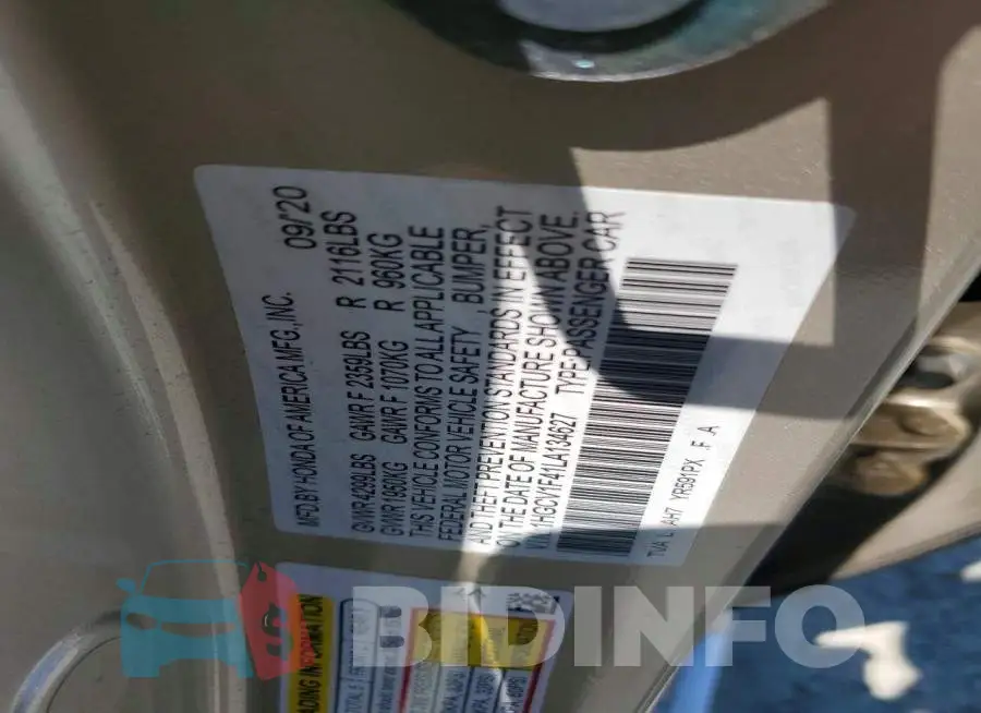 1HGCV1F41LA134627 Photo# 12