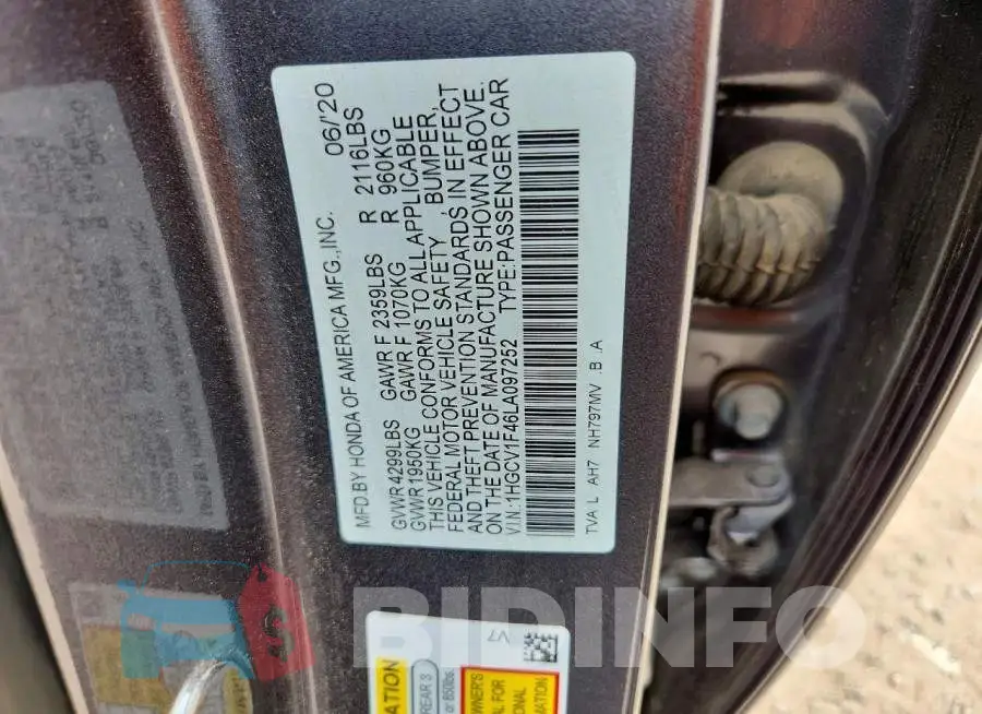 1HGCV1F46LA097252 Photo# 12