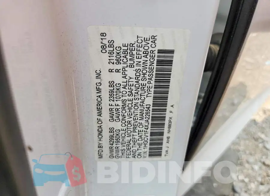 1HGCV1F4XJA226543 Photo# 12