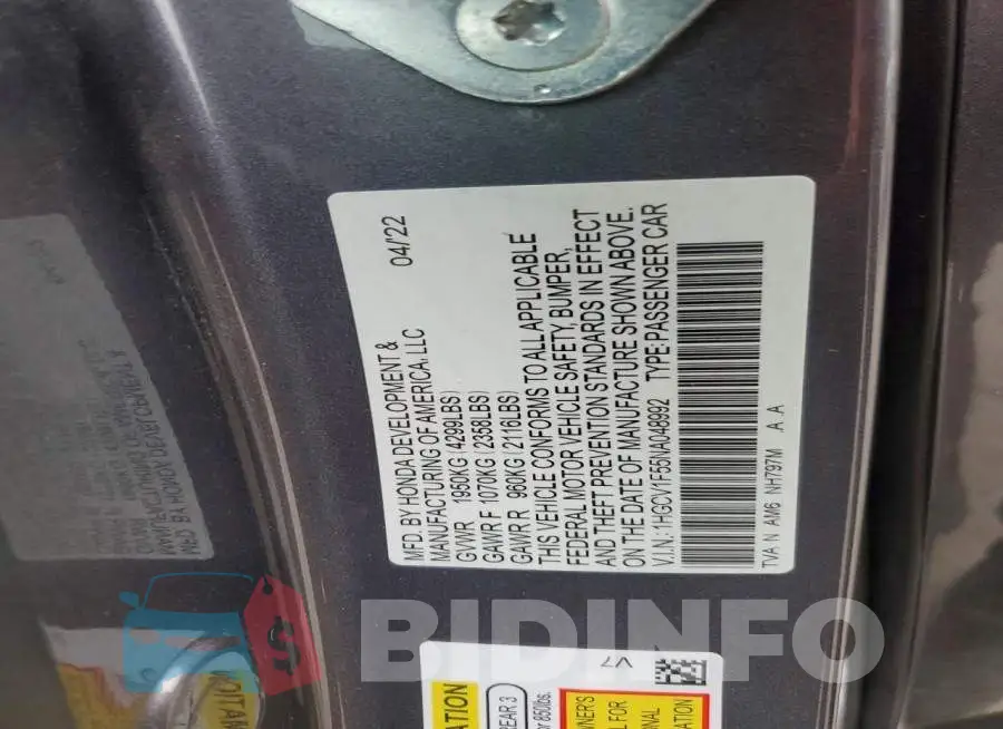 1HGCV1F55NA048992 Photo# 13