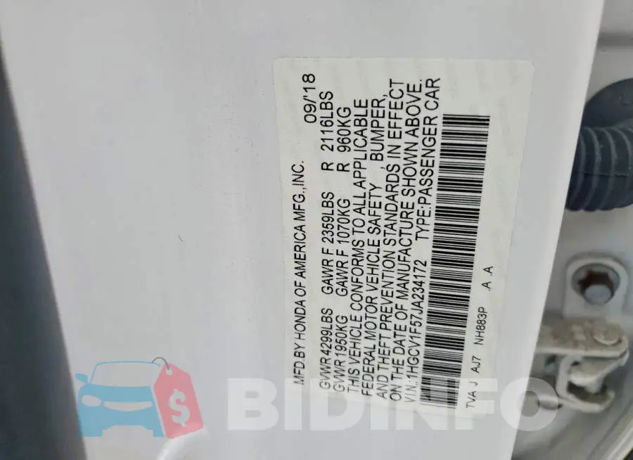 1HGCV1F57JA234172 Photo# 12