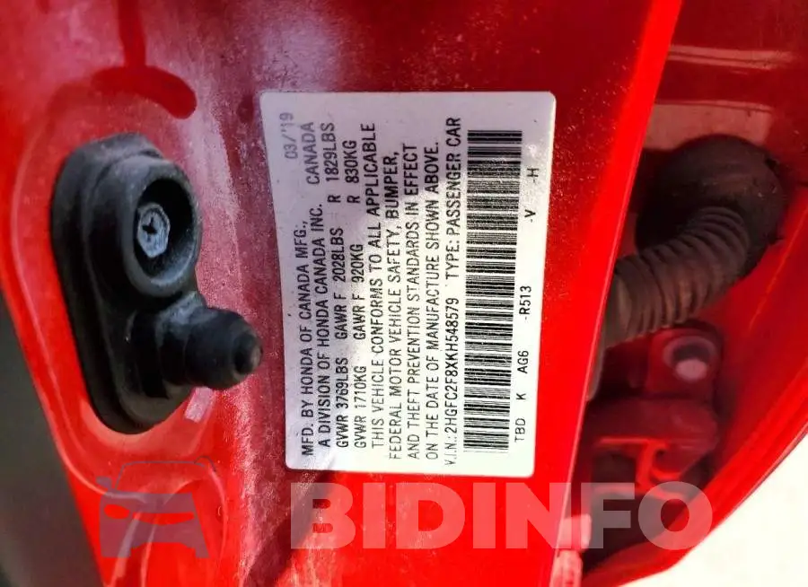 2HGFC2F8XKH548579 Photo# 12