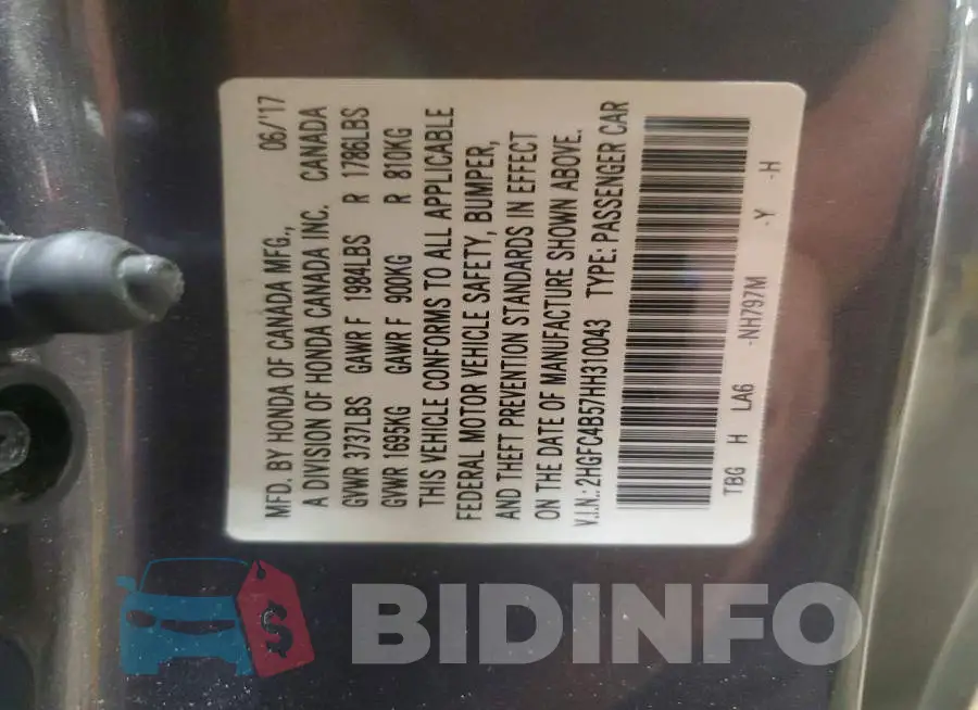 2HGFC4B57HH310043 Photo# 12