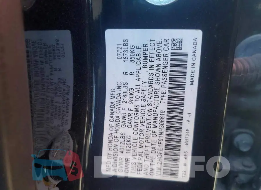 2HGFE1F91NH306619 Photo# 12