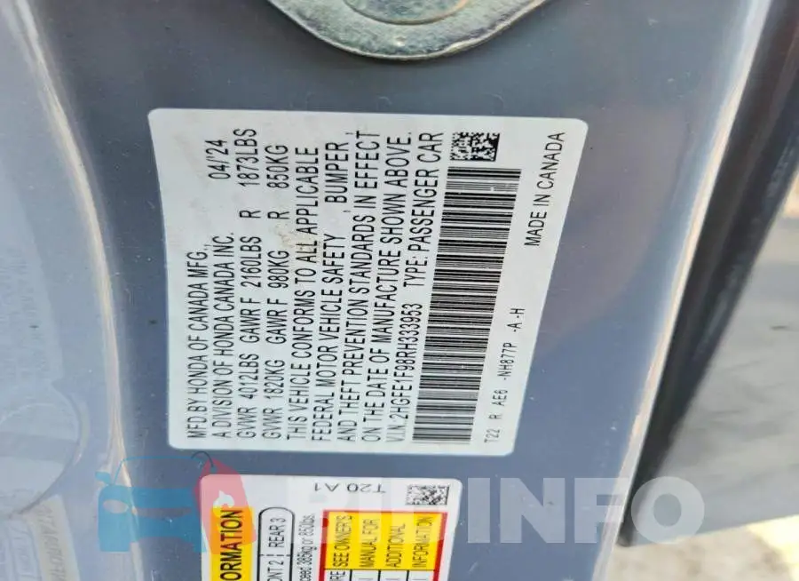 2HGFE1F98RH333953 Photo# 12