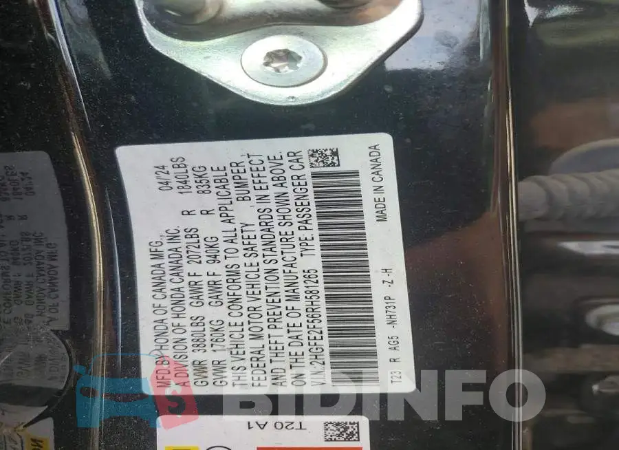 2HGFE2F56RH581265 Photo# 13
