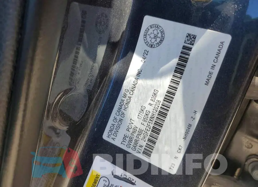 2HGFE2F5XNH120208 Photo# 12