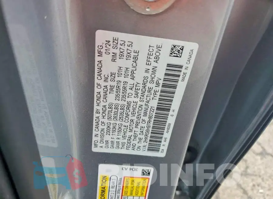 2HKRS6H97RH807221 Photo# 12