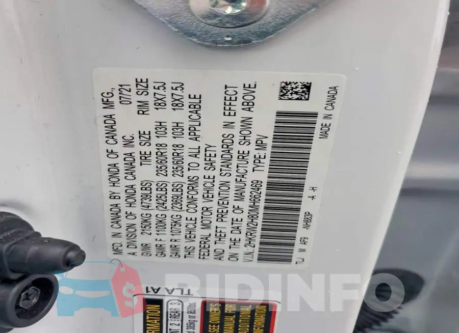 2HKRW2H80MH662469 Photo# 13
