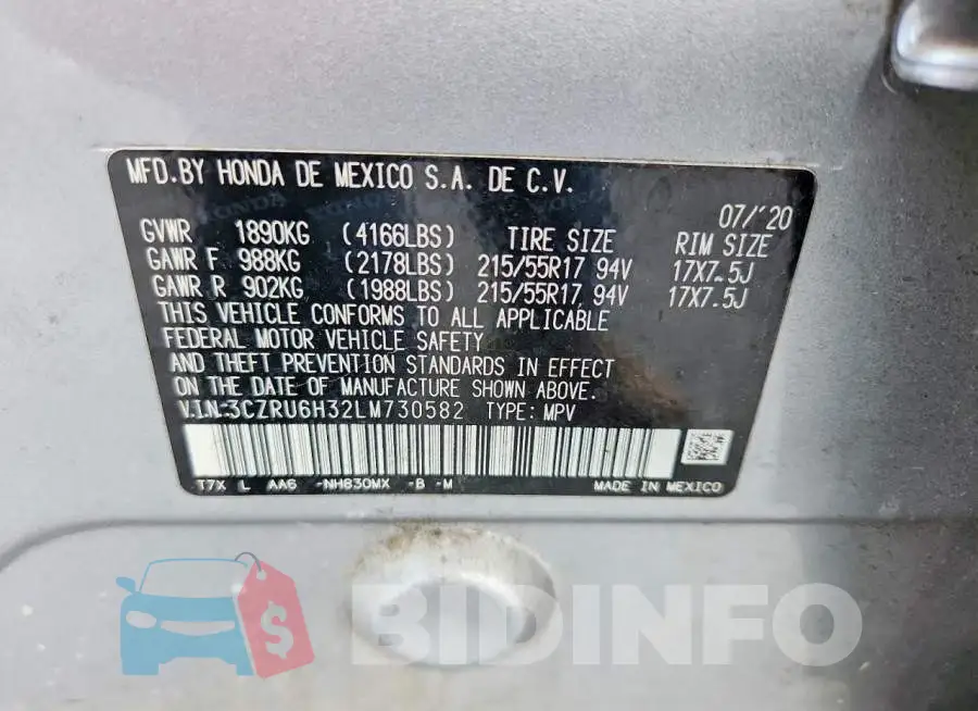 3CZRU6H32LM730582 Photo# 13