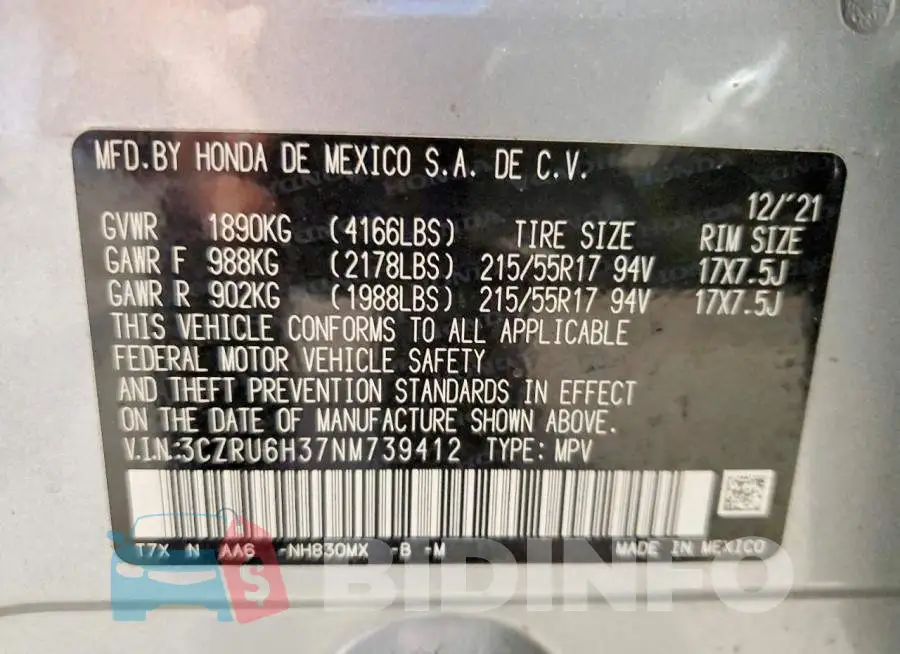 3CZRU6H37NM739412 Photo# 14