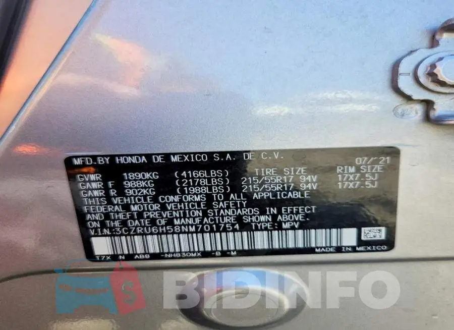 3CZRU6H58NM701754 Photo# 13