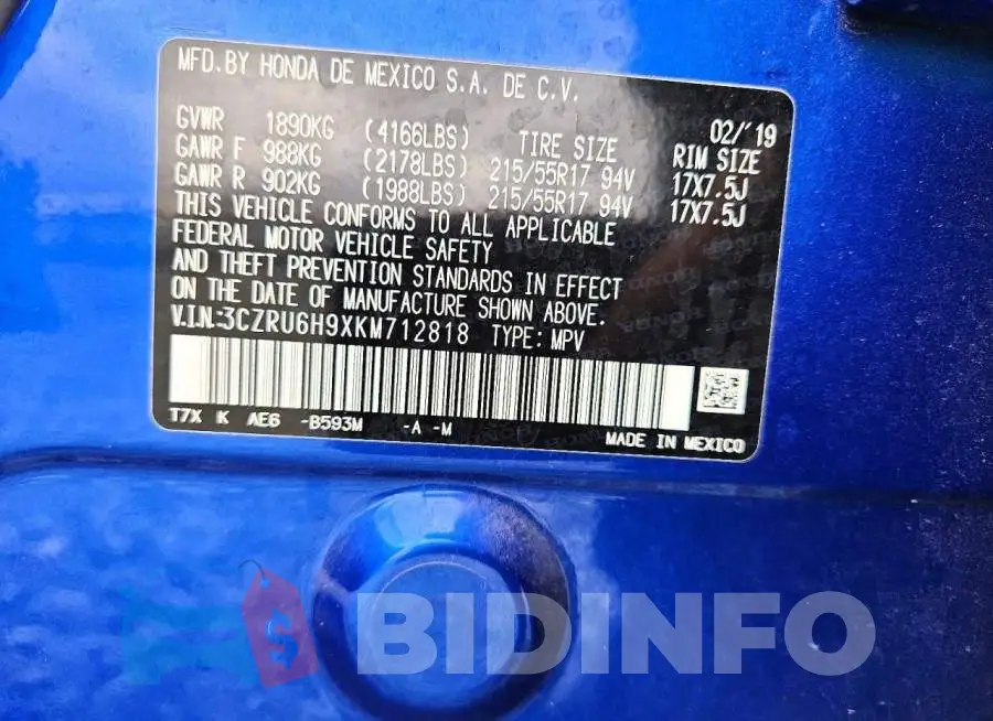 3CZRU6H9XKM712818 Photo# 12