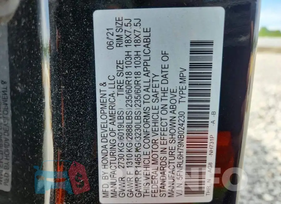 5FNRL6H79NB024230 Photo# 13