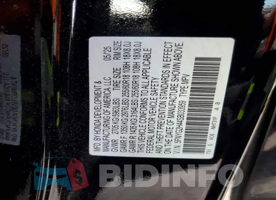 5FNYG2H44SB033959 Photo# 13
