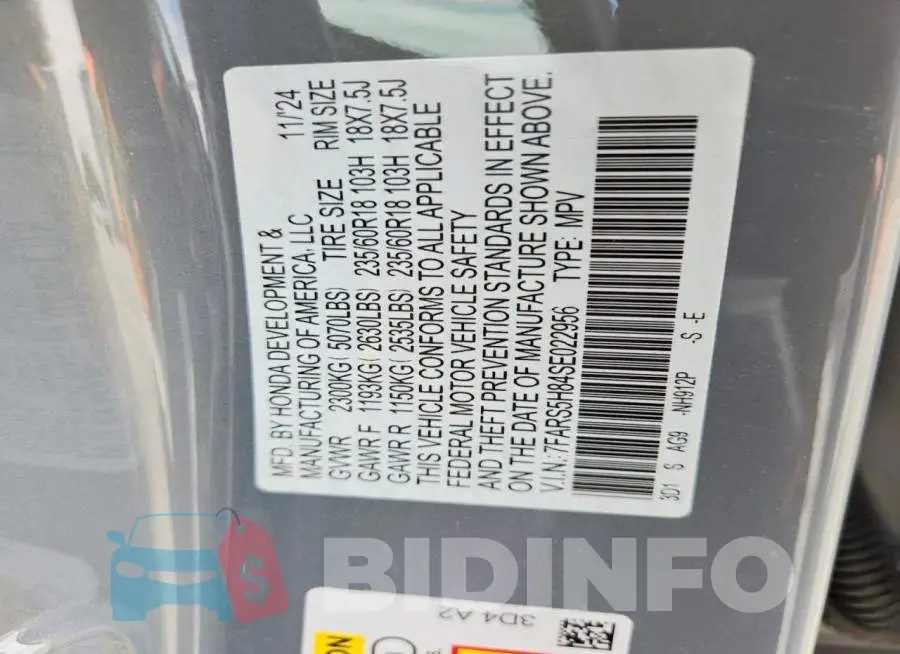 7FARS5H84SE022956 Photo# 12