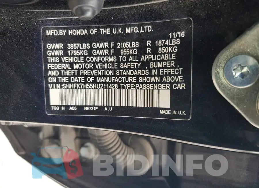 SHHFK7H55HU211428 Photo# 12