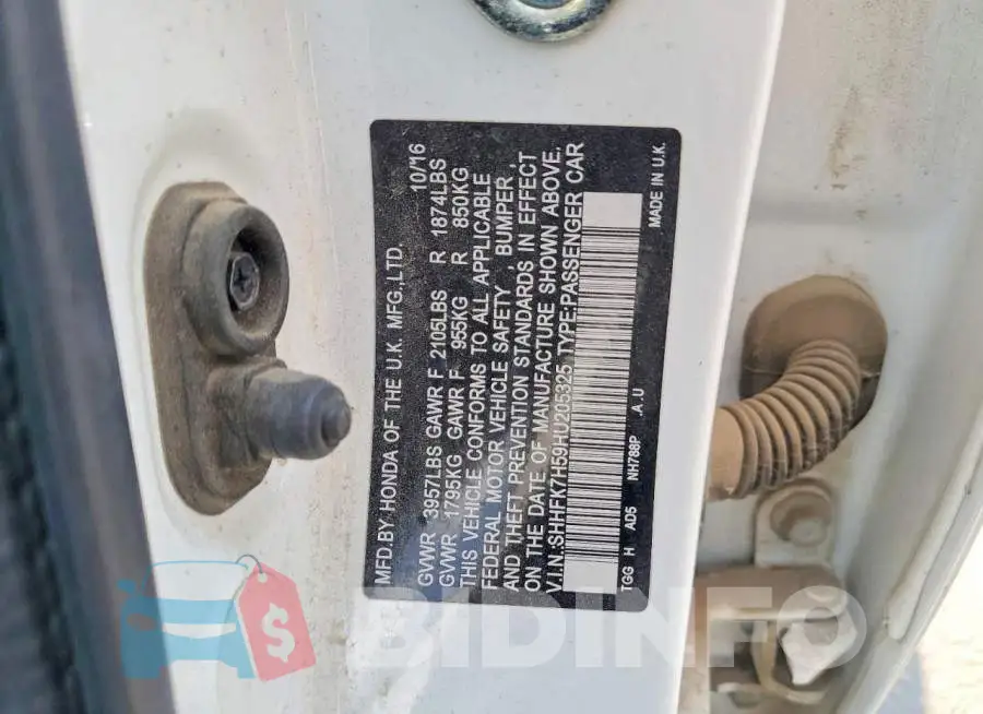 SHHFK7H59HU205325 Photo# 12