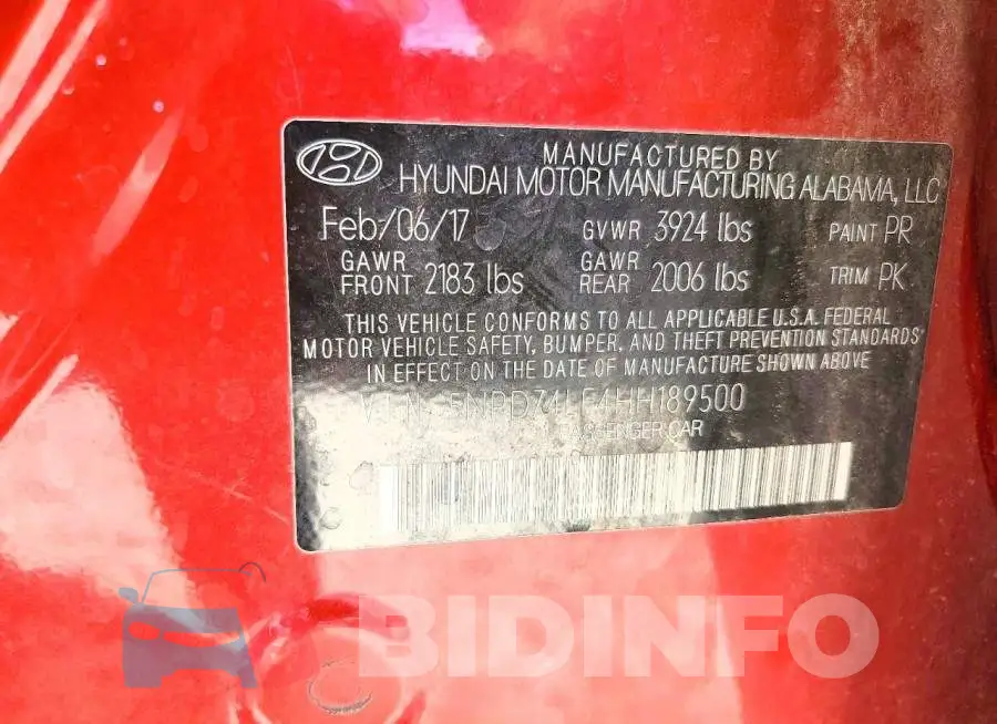 5NPD74LF4HH189500 Photo# 12
