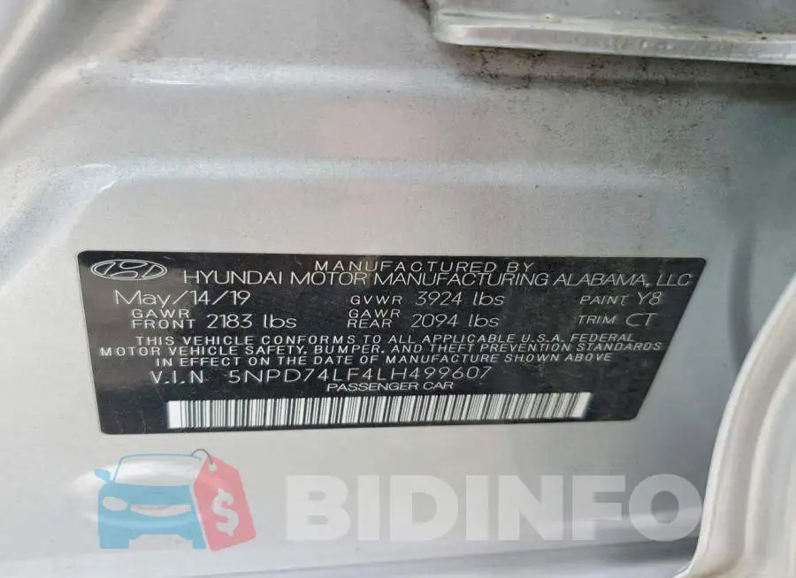 5NPD74LF4LH499607 Photo# 12