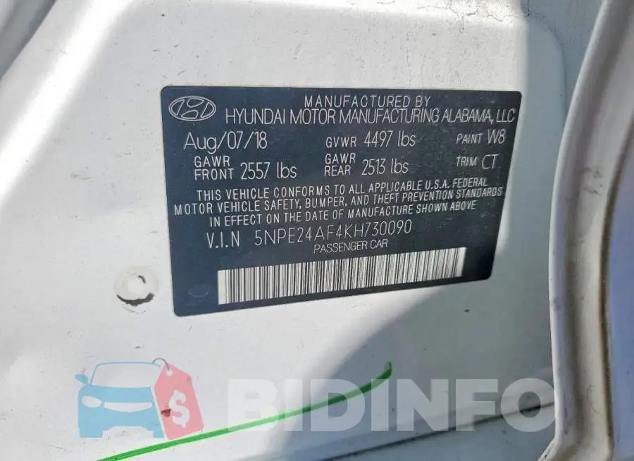 5NPE24AF4KH730090 Photo# 12