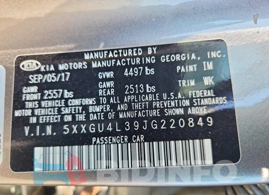 5XXGU4L39JG220849 Photo# 12