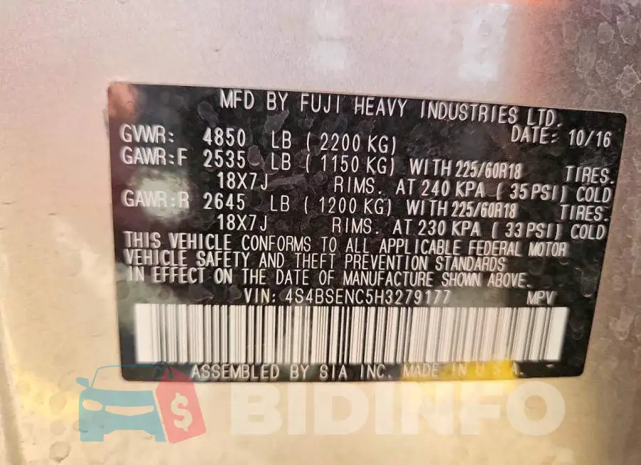 4S4BSENC5H3279177 Photo# 13