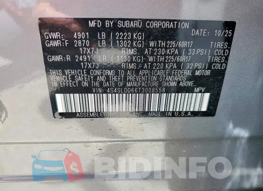 4S4SLDD66T3008558 Photo# 14