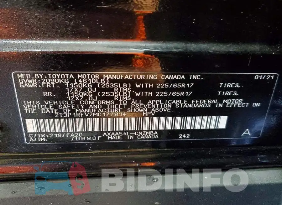 2T3P1RFV7MC177814 Photo# 14