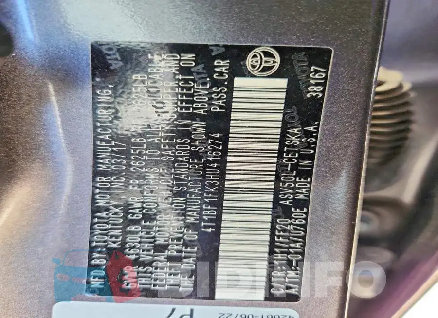 4T1BF1FK3HU416274 Photo# 13