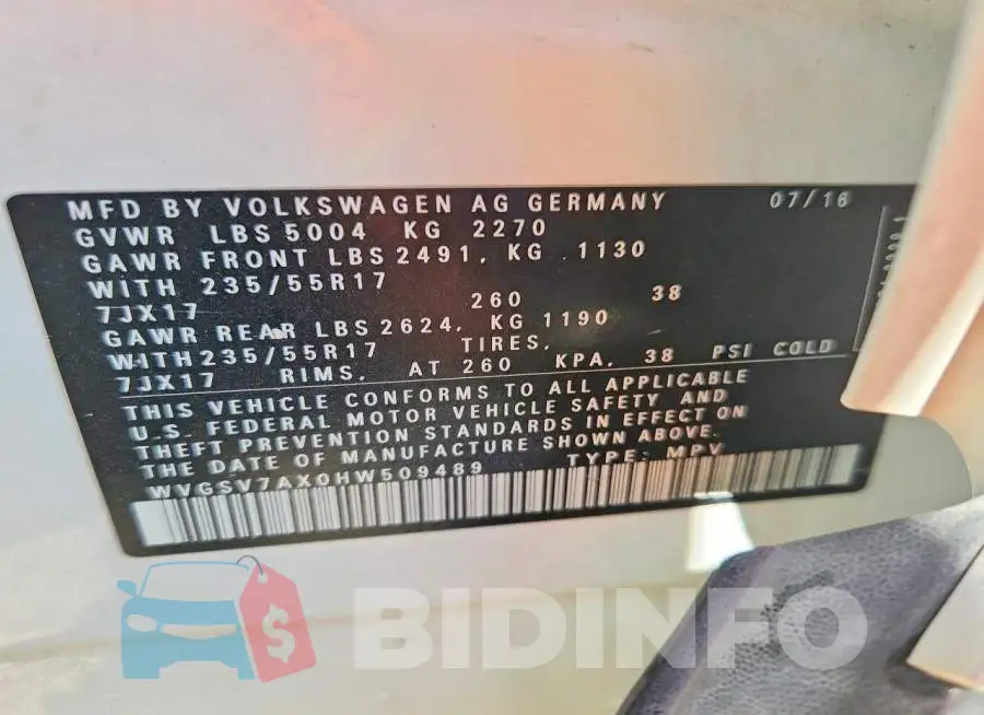 WVGSV7AX0HW509489 Photo# 13