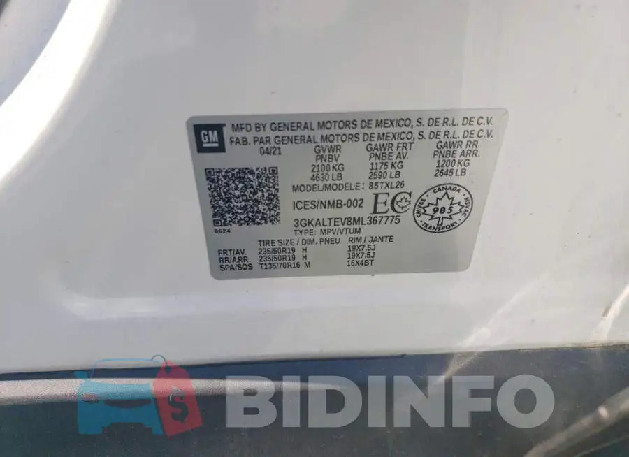 3GKALTEV8ML367775 Photo# 13