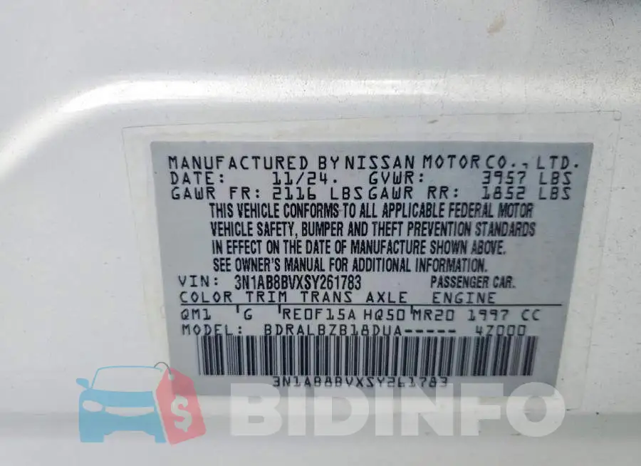 3N1AB8BVXSY261783 Photo# 12