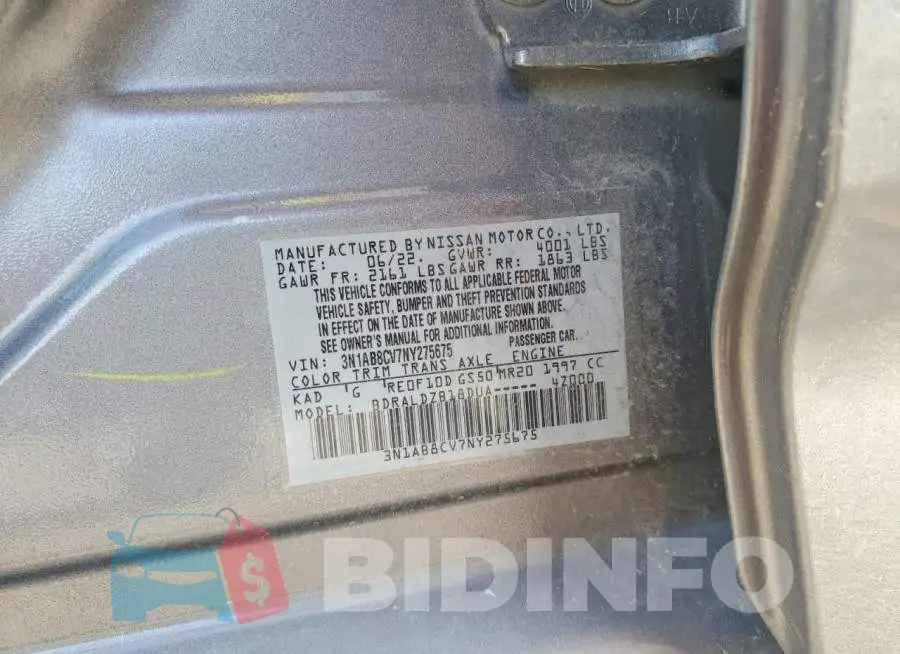 3N1AB8CV7NY275675 Photo# 12
