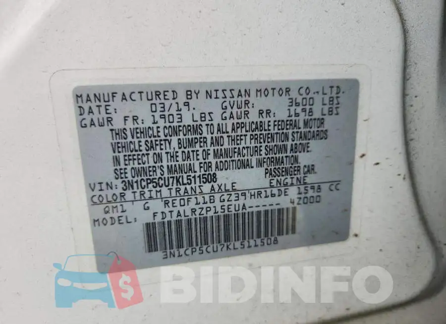 3N1CP5CU7KL511508 Photo# 13