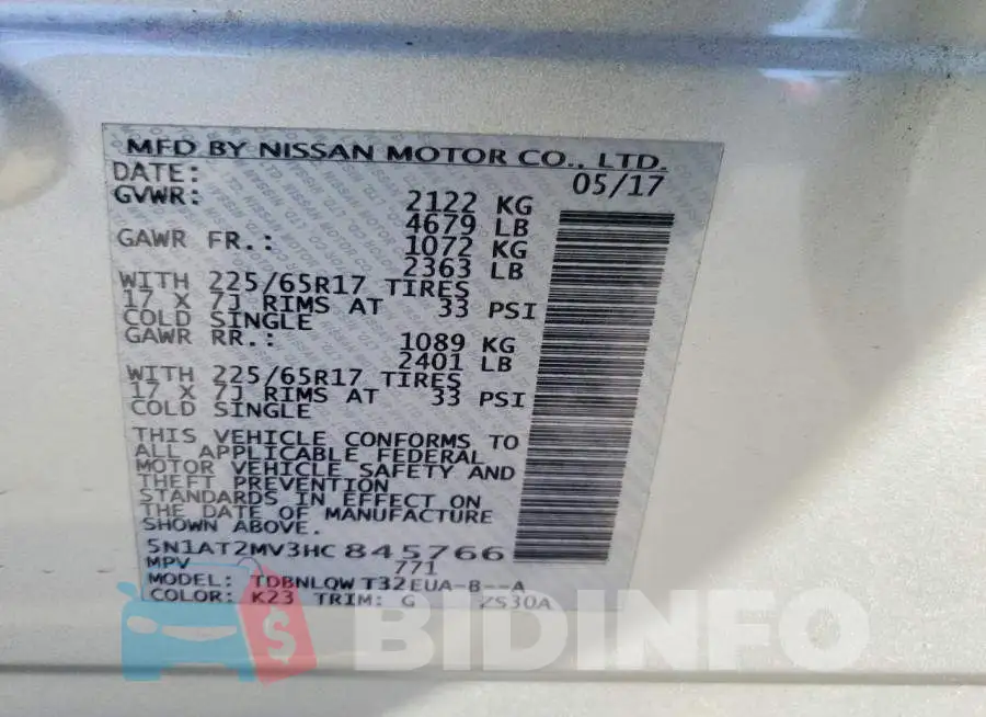 5N1AT2MV3HC845766 Photo# 14