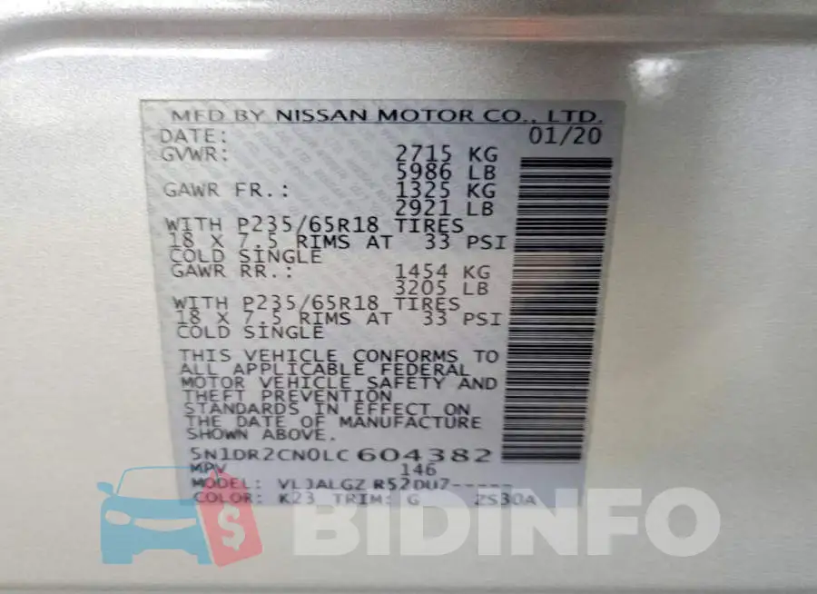 5N1DR2CN0LC604382 Photo# 12