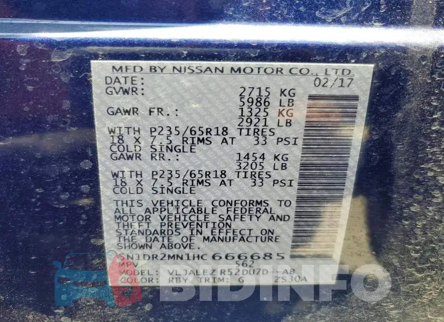 5N1DR2MN1HC666685 Photo# 13