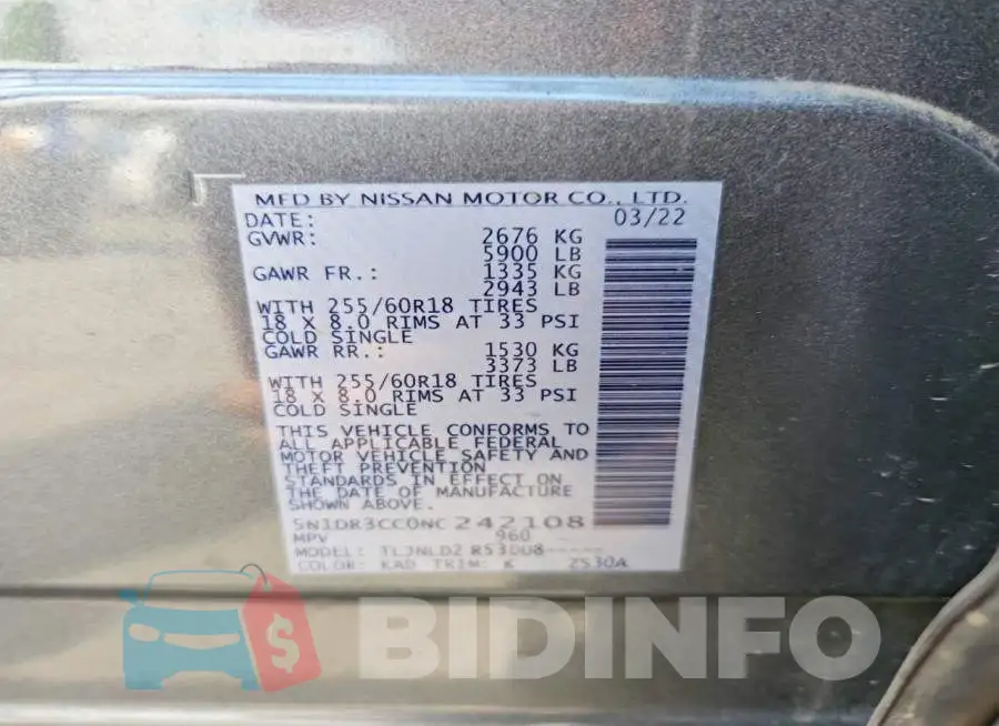 5N1DR3CC0NC242108 Photo# 13